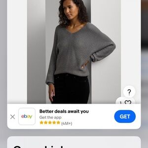 Ralph Lauren charcoal with silver beautiful V neck sweater New size 2XL